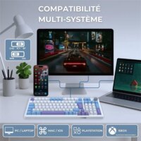 The G-Lab Keyz Elite 400 WB Tri-Mode Wireless Mechanikus Gamer RGB Billentyűzet US - Fehér/Kék/Lila