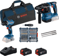 Bosch 0615V0003D Akkus Fúrókalapács + Fúró-csavarozó + 2x 18V Akku + Szerszámtáska + Bitkészlet