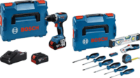 Bosch Profi-Set GSR 18V-65 Akkus fúró-csavarozó + 2x 18V Akku + Koffer + 19 db kézi szerszámkészlet