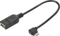 Digitus AK-300313-002-S Micro USB-B Apa - USB-A Anya OTG Derékszögű Adapter 0.15m - Fekete