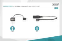 Digitus AK-300313-002-S Micro USB-B Apa - USB-A Anya OTG Derékszögű Adapter 0.15m - Fekete
