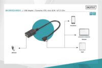 Digitus AK-300313-002-S Micro USB-B Apa - USB-A Anya OTG Derékszögű Adapter 0.15m - Fekete