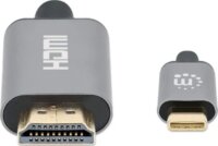Manhattan 153607 USB-C Apa - HDMI Apa Átalakító Kábel 2m - Fekete/Ezüst