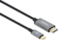 Manhattan 153607 USB-C Apa - HDMI Apa Átalakító Kábel 2m - Fekete/Ezüst