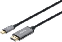 Manhattan 153607 USB-C Apa - HDMI Apa Átalakító Kábel 2m - Fekete/Ezüst