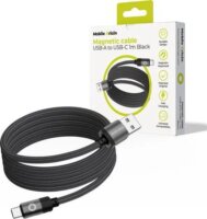 Mobile Origin Magnetic USB-A Apa - USB-C Apa 2.0 Adat és Töltőkábel 1m - Fekete