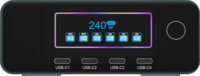 ICY BOX 61222 Diamond Charge 2401 2x USB-A / 4x USB-C Töltőállomás LCD Kijelzővel 240W - Fekete