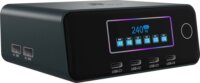 ICY BOX 61222 Diamond Charge 2401 2x USB-A / 4x USB-C Töltőállomás LCD Kijelzővel 240W - Fekete