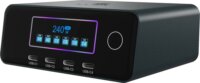ICY BOX 61222 Diamond Charge 2401 2x USB-A / 4x USB-C Töltőállomás LCD Kijelzővel 240W - Fekete