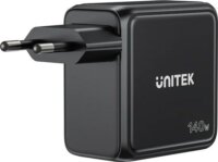 Unitek Rexo USB-A / 3x USB-C GaN Gyorstöltő Adapter LCD Kijelzővel 140W - Fekete