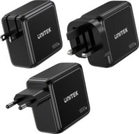 Unitek Rexo USB-A / 3x USB-C GaN Gyorstöltő Adapter LCD Kijelzővel 100W - Fekete
