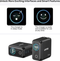 Unitek Rexo USB-A / 3x USB-C GaN Gyorstöltő Adapter LCD Kijelzővel 100W - Fekete