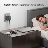 Unitek Rexo USB-A / 3x USB-C GaN Gyorstöltő Adapter LCD Kijelzővel 100W - Fekete
