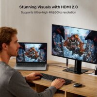 Unitek V1439ABK01 USB-C Apa - HDMI Apa Átalakító Kábel 100W 2m - Fekete