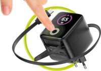 Mobile Origin USB-A / USB-C GaN Hálózati Gyorstöltő Adapter 65W Beépített USB-C Kábellel 0.65m - Fekete