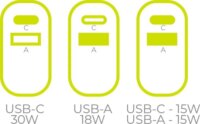 Mobile Origin MO14 EU / USA / UK / AUS Utazó Hálózati Gyorstöltő Adapter 30W - Fehér