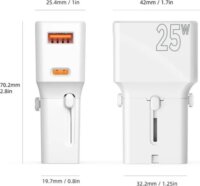 Mobile Origin TAD25-2P-WHT EU / US / UK / AU Utazó Hálózati Töltő Adapter 25W - Fehér