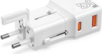 Mobile Origin TAD25-2P-WHT EU / US / UK / AU Utazó Hálózati Töltő Adapter 25W - Fehér