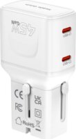 Mobile Origin PW26 EU / US / UK / AU Utazó Hálózati Gyorstöltő Adapter 45W - Fehér