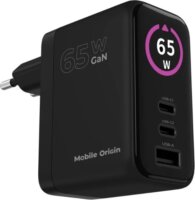 Mobile Origin PW20 USB-A / 2x USB-C GaN Hálózati Gyorstöltő Adapter 65W - Fekete