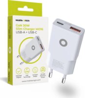 Mobile Origin TÜV MO16 USB-A / USB-C Slim Hálózati Gyorstöltő Adapter 30W - Fehér