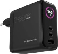 Mobile Origin PW21 USB-A / 2x USB-C GaN Hálózati Gyorstöltő Adapter 140W - Fekete