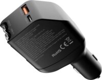 Mobile Origin CA22 USB-C + USB-A Autós Gyorstöltő 90W + 2 integrált USB-C Kábel 0.6m - Fekete