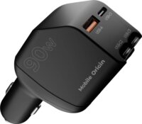 Mobile Origin CA22 USB-C + USB-A Autós Gyorstöltő 90W + 2 integrált USB-C Kábel 0.6m - Fekete