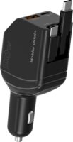 Mobile Origin CA22 USB-C + USB-A Autós Gyorstöltő 90W + 2 integrált USB-C Kábel 0.6m - Fekete