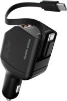 Mobile Origin CA22 USB-C + USB-A Autós Gyorstöltő 90W + 2 integrált USB-C Kábel 0.6m - Fekete