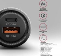 Axagon PWC-PQ48 USB-C (PD) + USB-A QC4 Autós Gyorstöltő 48W
