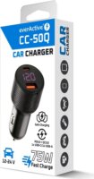 EverActive CC-50Q USB-C (PD) + USB-A QC3.0 Autós Gyorstöltő 75W - Fekete