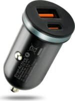EverActive CC-50Q USB-C (PD) + USB-A QC3.0 Autós Gyorstöltő 75W - Fekete