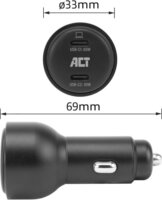 ACT AC2210 2x USB-C (PD) Autós Gyorstöltő 95W - Fekete