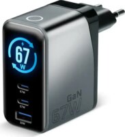 EverActive SC-670Q USB-A / 2x USB-C GaN Hálózati Gyorstöltő Adapter 67W - Fekete
