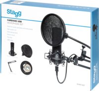 Stagg SUM45 USB Stúdió Kondenzátor Mikrofon Szett Állvánnyal és Tartozékokkal - Fekete