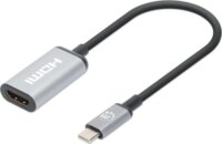 Manhattan 153706 USB-C apa - HDMI anya 4K 60Hz Átalakító Adapter 0.15m - Ezüst