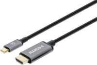 Manhattan 153591 USB-C apa - HDMI apa Átalakító Kábel 1m - Fekete/Ezüst