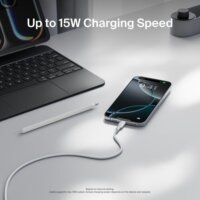 Belkin Boostcharge Fonott USB-A Apa - USB-C Apa 2.0 Adat és Töltőkábel 2m - Fehér