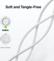 Belkin Boostcharge Fonott USB-A Apa - USB-C Apa 2.0 Adat és Töltőkábel 2m - Fehér