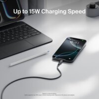 Belkin BoostCharge Fonott USB-A Apa - USB-C Apa 2.0 Adat és Töltőkábel 2m - Fekete