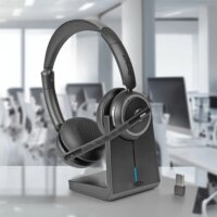 Lindy L118 Bluetooth Irodai Headset Töltőállomással - Fekete