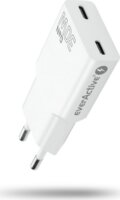 EverActive SC-385Q 2x USB-C Hálózati Gyorstöltő Adapter 30W - Fehér