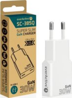 EverActive SC-385Q 2x USB-C Hálózati Gyorstöltő Adapter 30W - Fehér