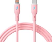 Akyga AK-USB-71 USB-C apa - Lightning apa Adat és Töltőkábel 30W 1m - Rózsaszín
