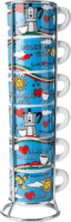 Bialetti Ciao Italia 75ml Porcelán Kávés csésze szett állvánnyal 6 darab - Mintás