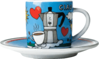 Bialetti Ciao Italia 90ml Porcelán Kávéscsésze csészealjjal - Mintás