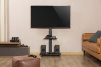 Gembird TVS-75S-02 37"-75" TV Padlóállvány Görgőkkel - Fekete