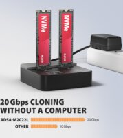 Axagon ADSA-M2C22L SSD Dokkoló és Klónozó Állomás (USB-C 3.2 Gen 2x2 - M.2 NVMe)