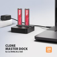 Axagon ADSA-M2C22L SSD Dokkoló és Klónozó Állomás (USB-C 3.2 Gen 2x2 - M.2 NVMe)